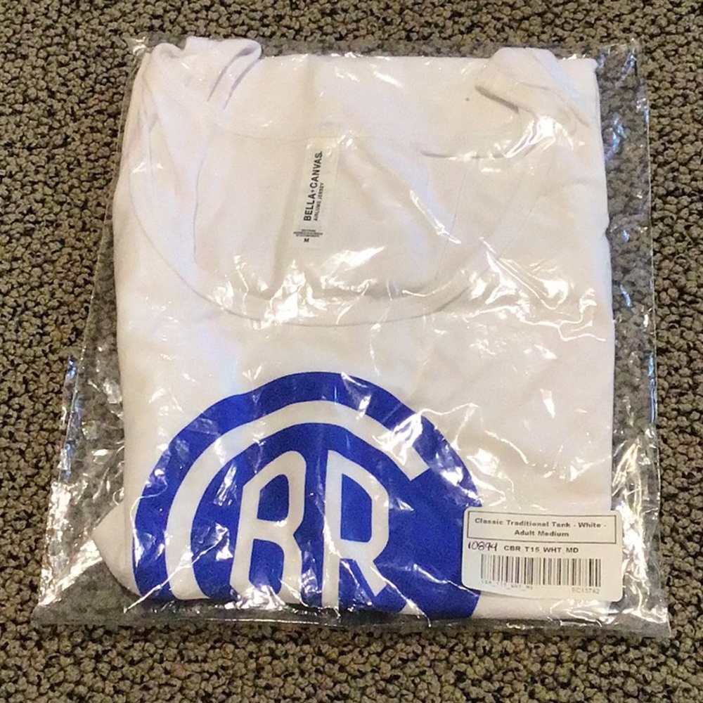 Camp Blue Ridge Bella Canvas White Tank Top with Blue Logo